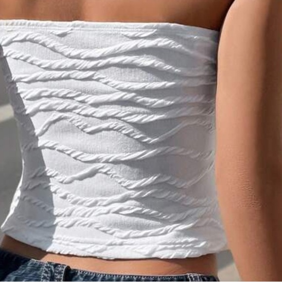 White Ruched Tube Top - Picture 2 of 2
